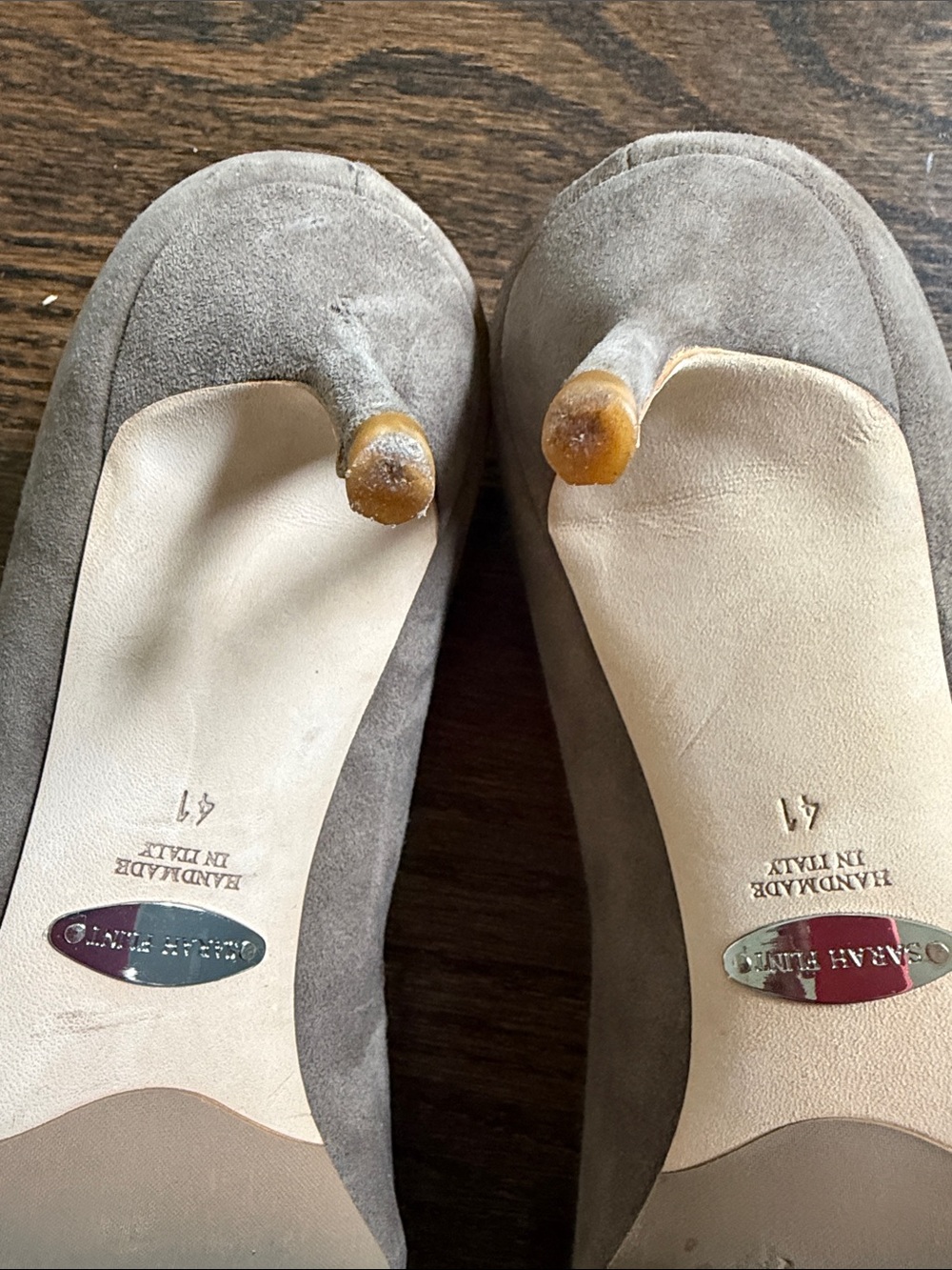 Sarah Flint Taupe Suede Pointed Toe Pumps - Picture 4 of 9